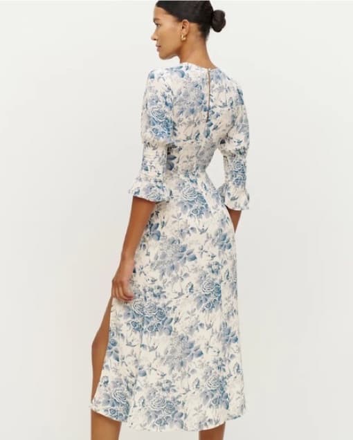 Reformation Carolena Blue White Dress  - Image 3