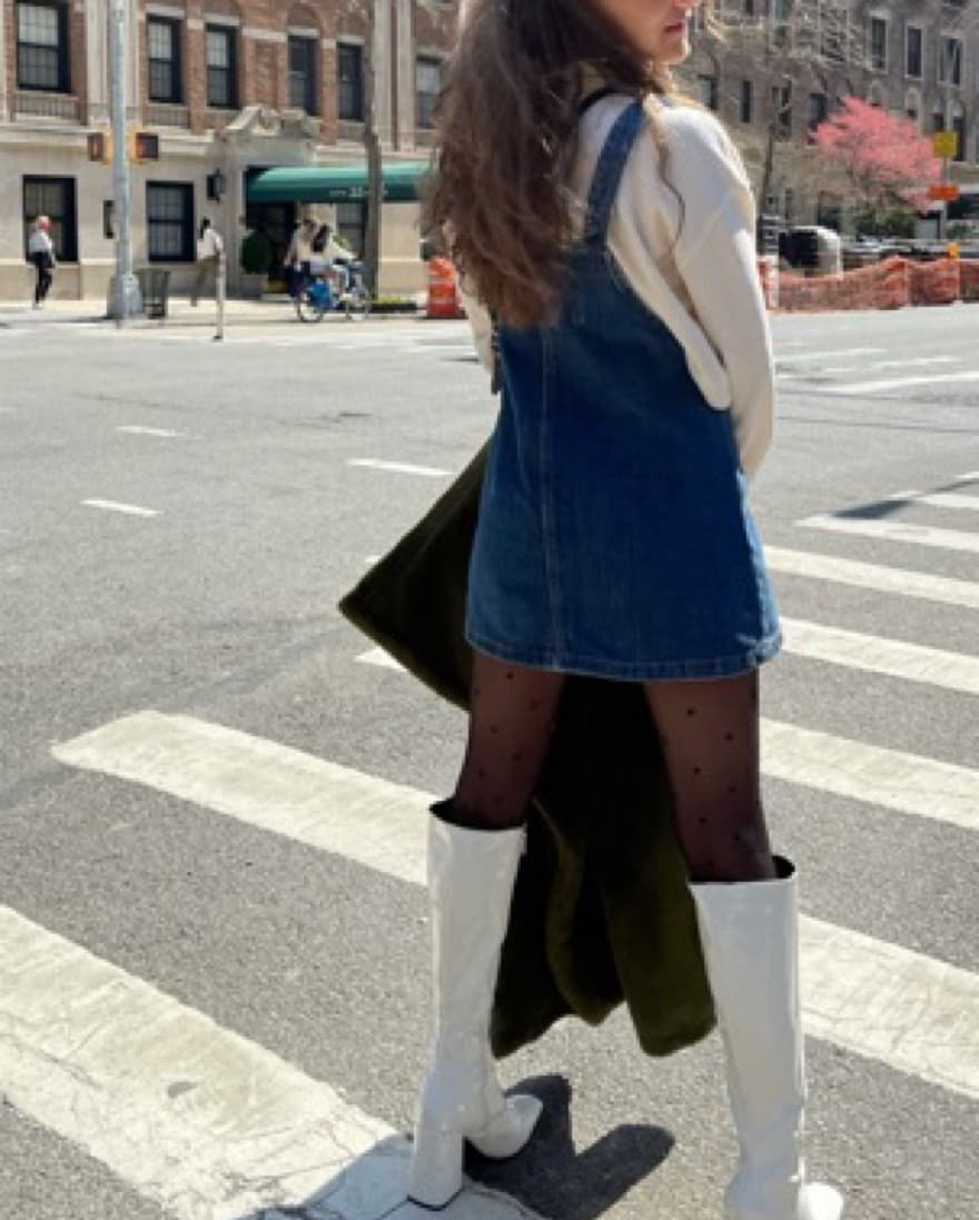 Denim Overall Mini Dress - Image 4