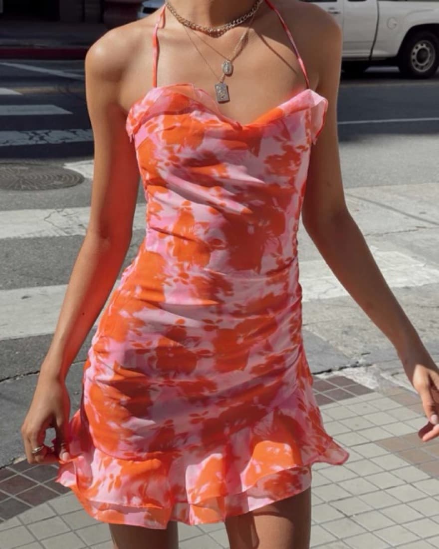 Princess Polly Pink & Orange Ruffle Mini - Image 1