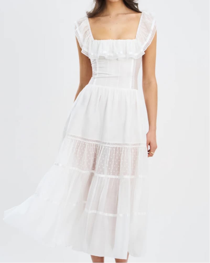 Eden Square Neck Ruffle Trim High Waist  - Image 1