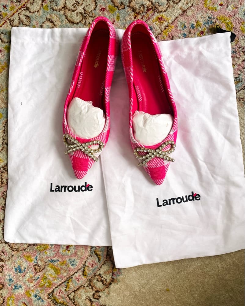 Larroudé Gingham Embellished Flats 8 - Image 4