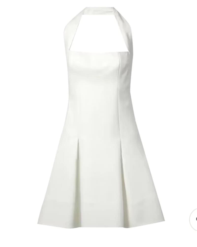 White Poplin Halter Mini Dress - Image 3