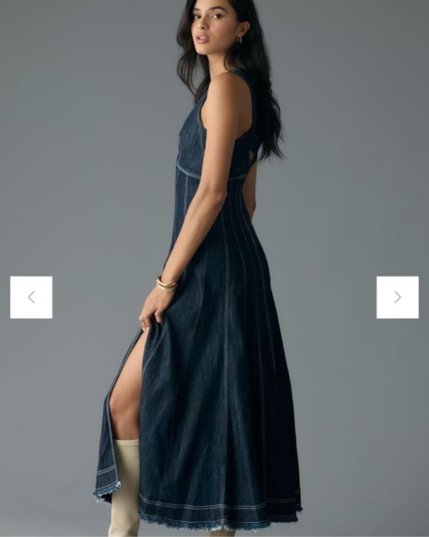 Pilcro Seamed V-Neck Denim Dress - Image 3