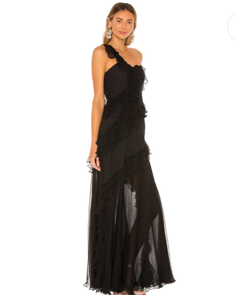 Elegant Black One-Shoulder Maxi Dress - Image 2