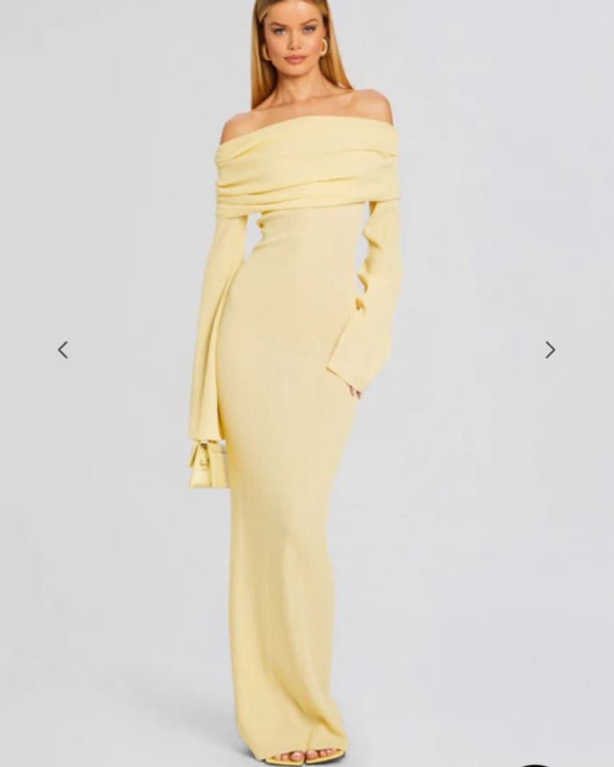 Off The Shoulder Yellow Dress  - Image 1