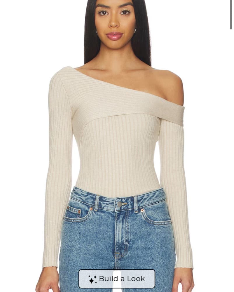 Revolve One-Shoulder Ribbed Top - Image 1
