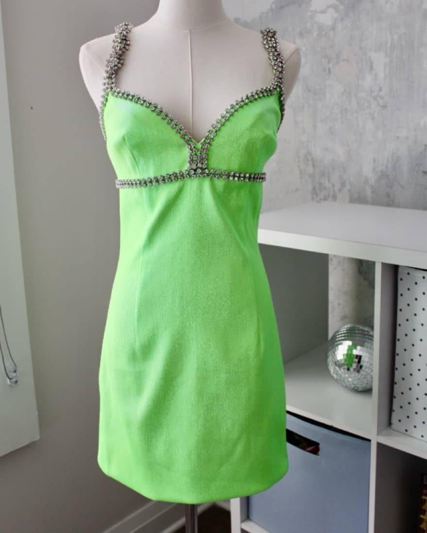 AREA Crystal-Embellished Lamé Mini Dress - Image 2