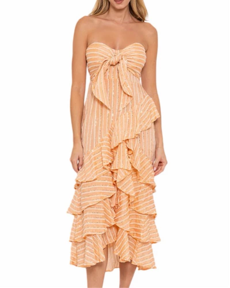 Light pink sequin ruffle maxi dress - Image 4