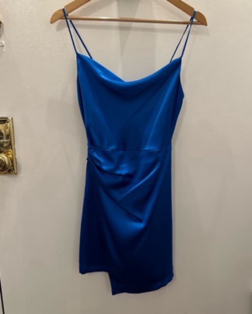 Zara Satin Mini Dress Blue - Image 2