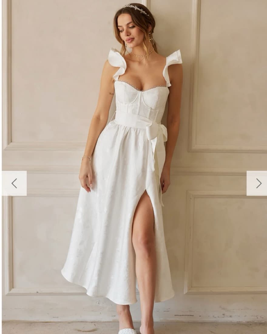 Vera White Baroque Floral Bridal Dress - Image 2