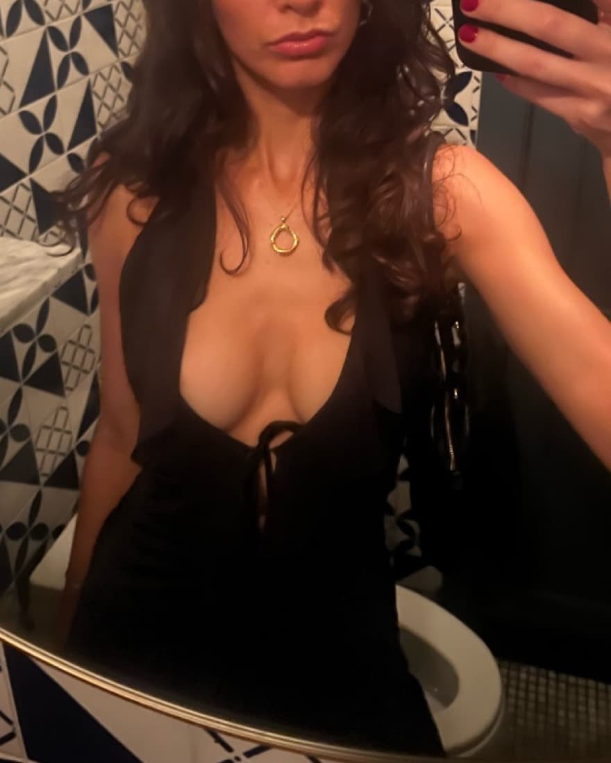 Deep V Black Ruffle Open Back Dress - Image 3