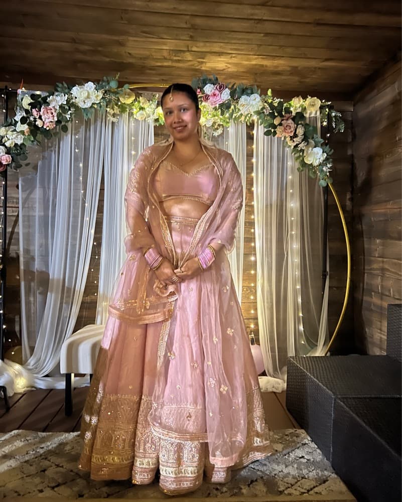 Light Pink Embroidered Silk Lehenga - Image 1