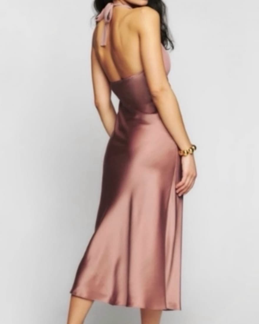 Reformation Midi Halter Dress Two Tone - Image 3