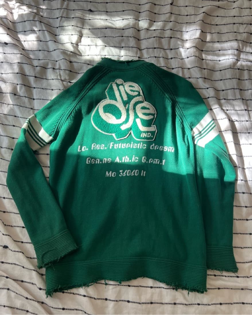 Green Diesel Letterman Zip Up Sweater - Image 1