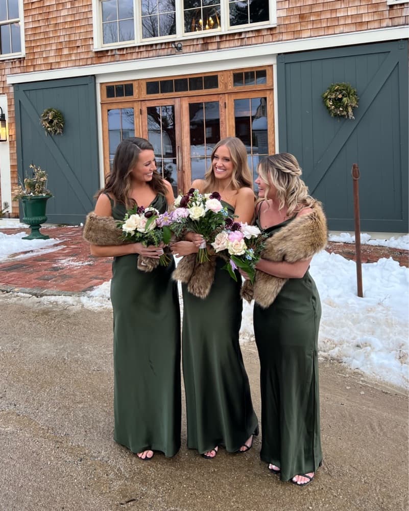 Elegant One-Shoulder Deep Olive Gown - Image 3