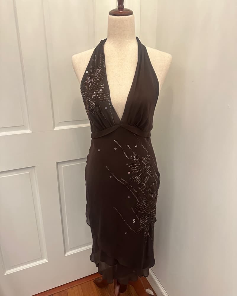 cutest y2k 90’s brown cocktail dress  - Image 1