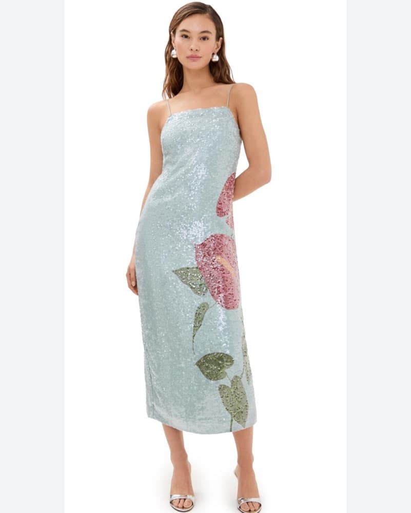 Farm Rio Sequin Floral Midi Dress - Image 3