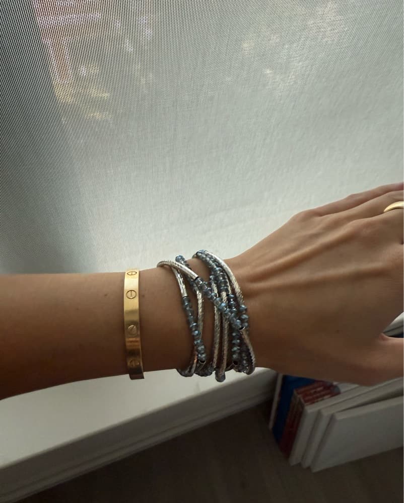 Handmade Silver And Blue Wrap Bracelet - Image 1