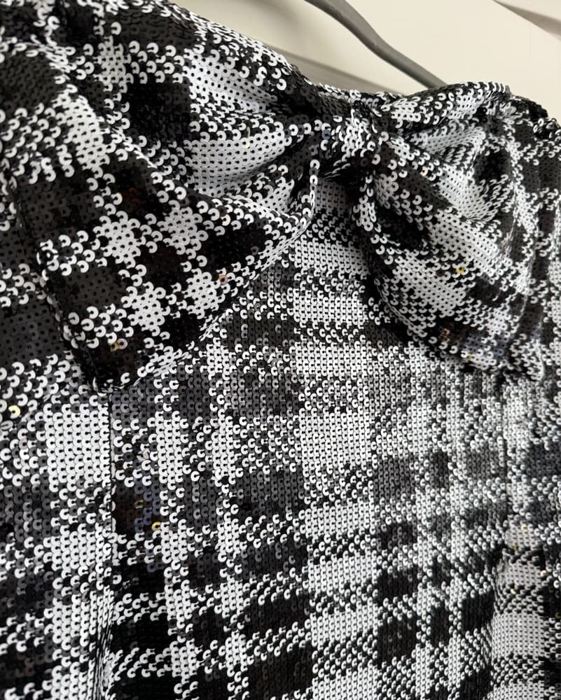 Sequined Plaid Mini Dress - Image 6