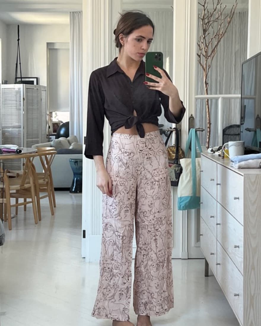 Handmade Linen Pants With Doggy Print - Image 1