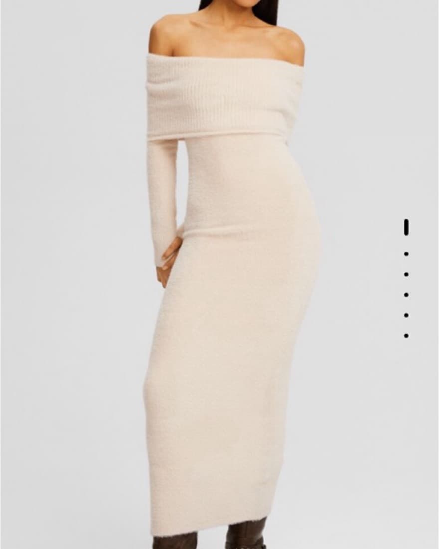 Fuzzy Long Sleeve Midi Dress  - Image 1