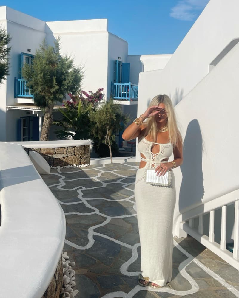White Crochet Maxi Dress - Image 1