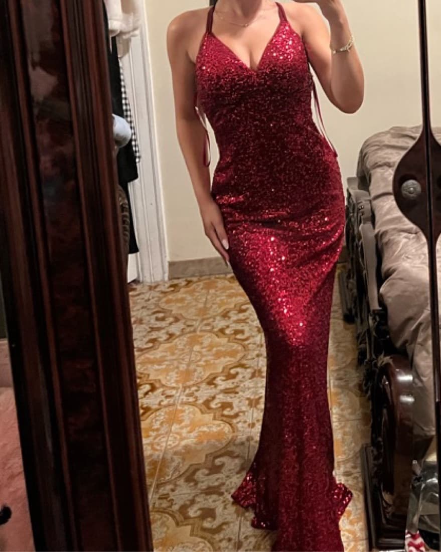 Sequin Burgundy Dress - Image 1