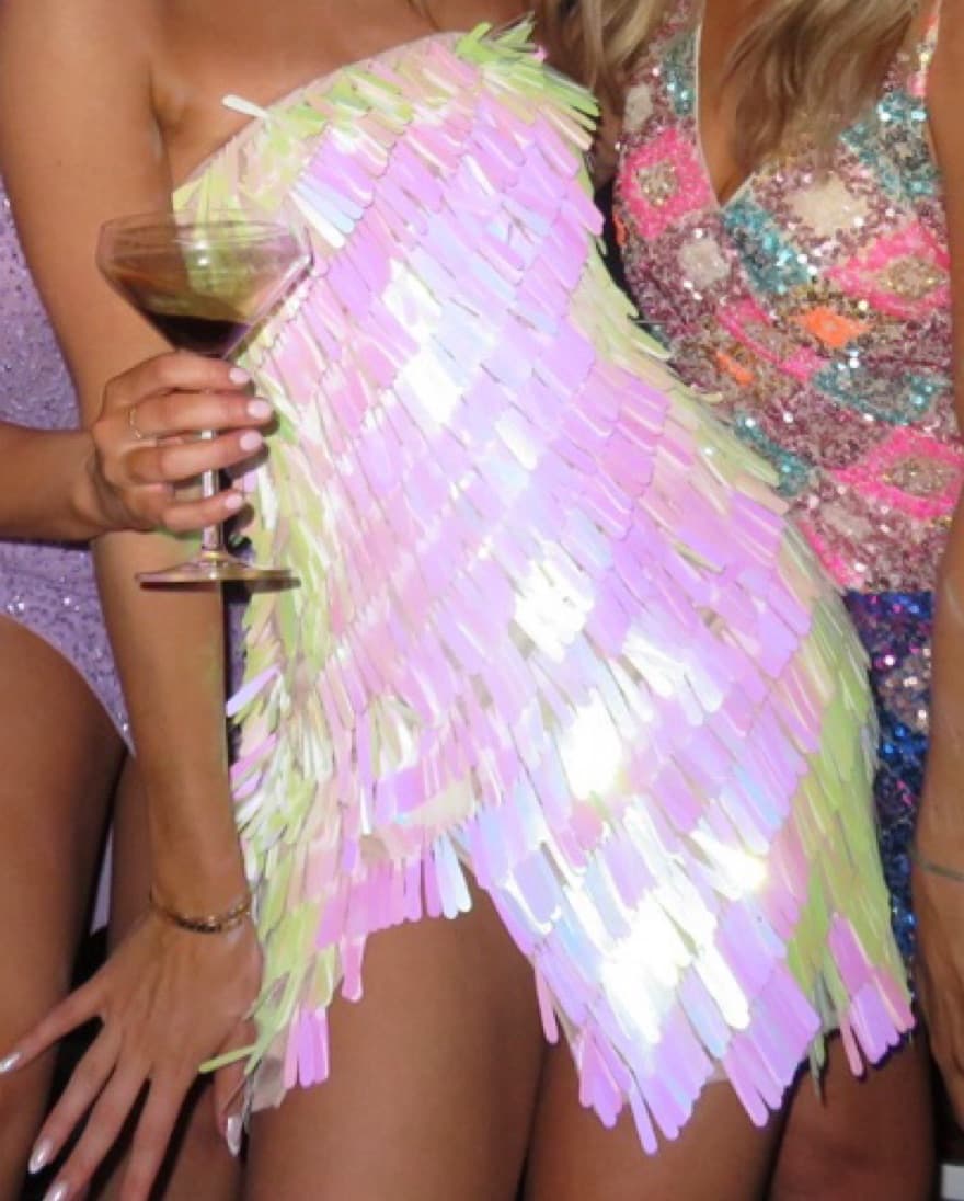 Iridescent Pailette Strapless Mini Dress - Image 3