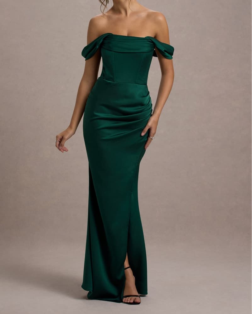 Club London Kimberly Satin Green Gown - Image 1