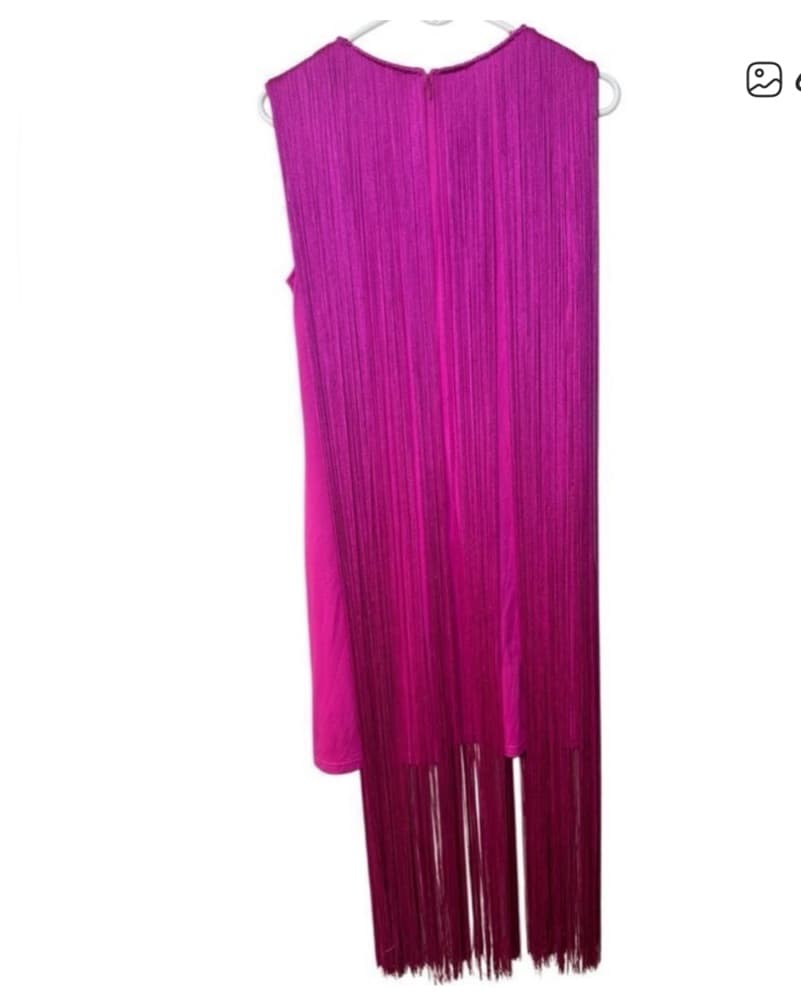 Anthropologie Pink Fringe Tassel Dress - Image 6