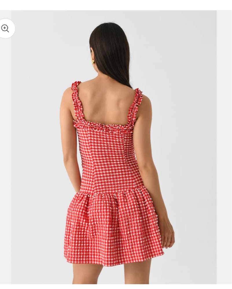 GANNI Gingham seersucker Ruffle Dress - Image 5