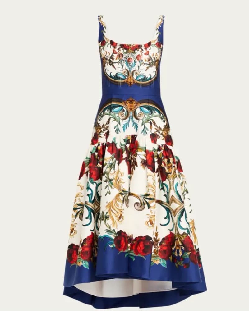 Vibrant Floral Midi Dress with Alluring Cutouts - Image 4