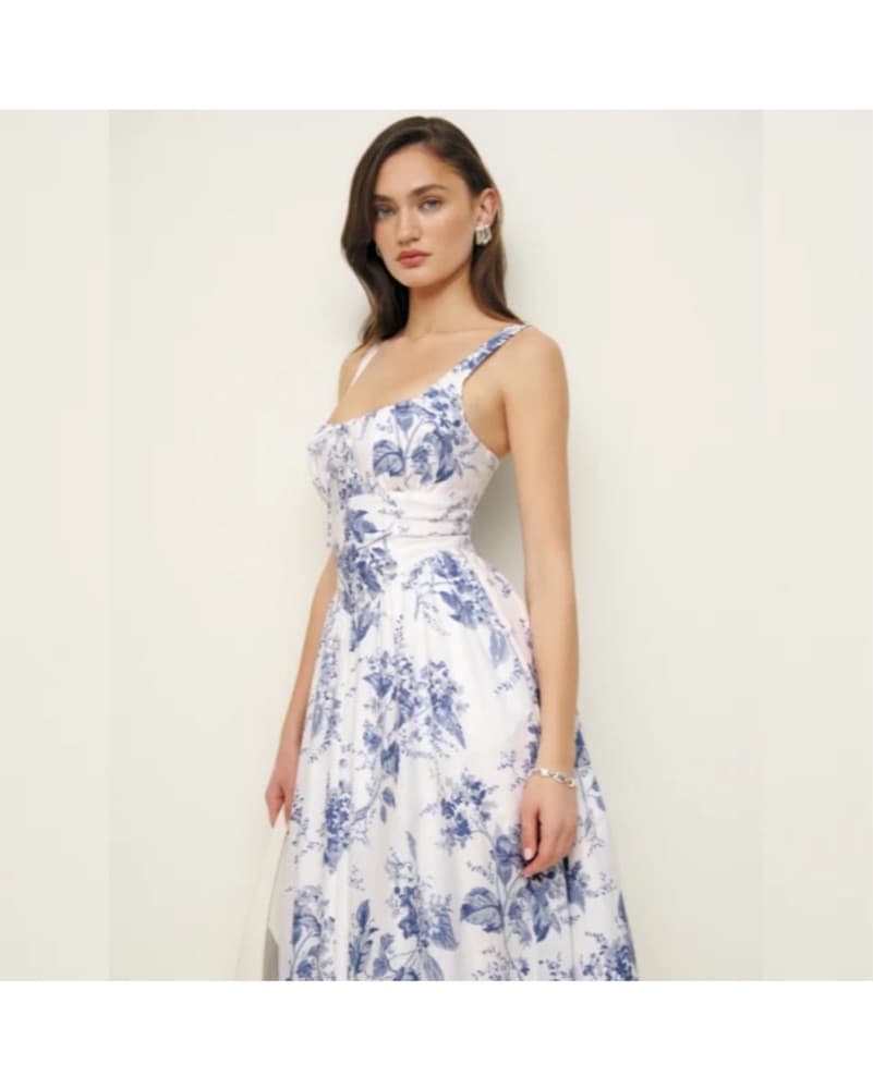 Reformation Blue & White Midi Dress - Image 5