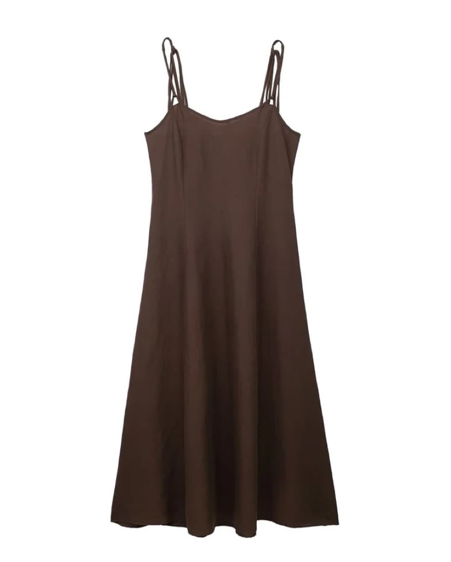 Zara Linen Blend Brown Dress - Image 4