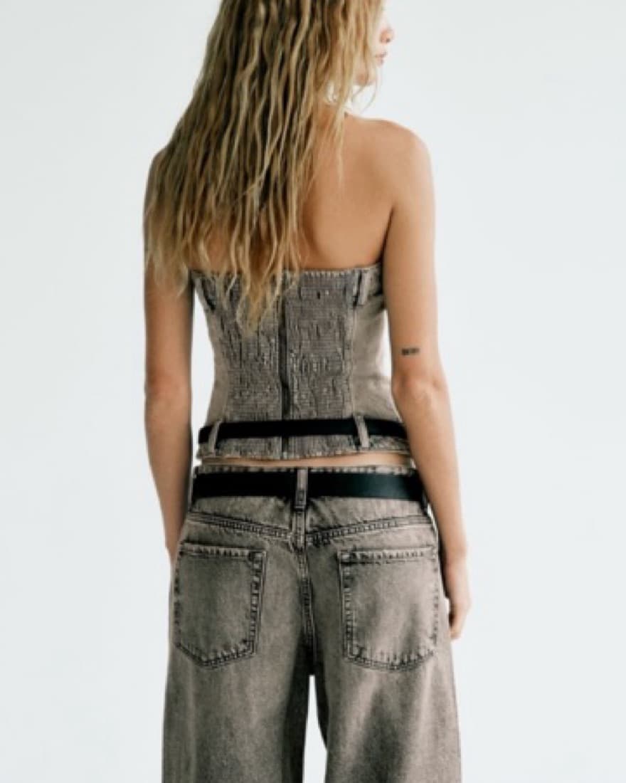 CORSET STYLE DENIM TOP ZARA - Image 3