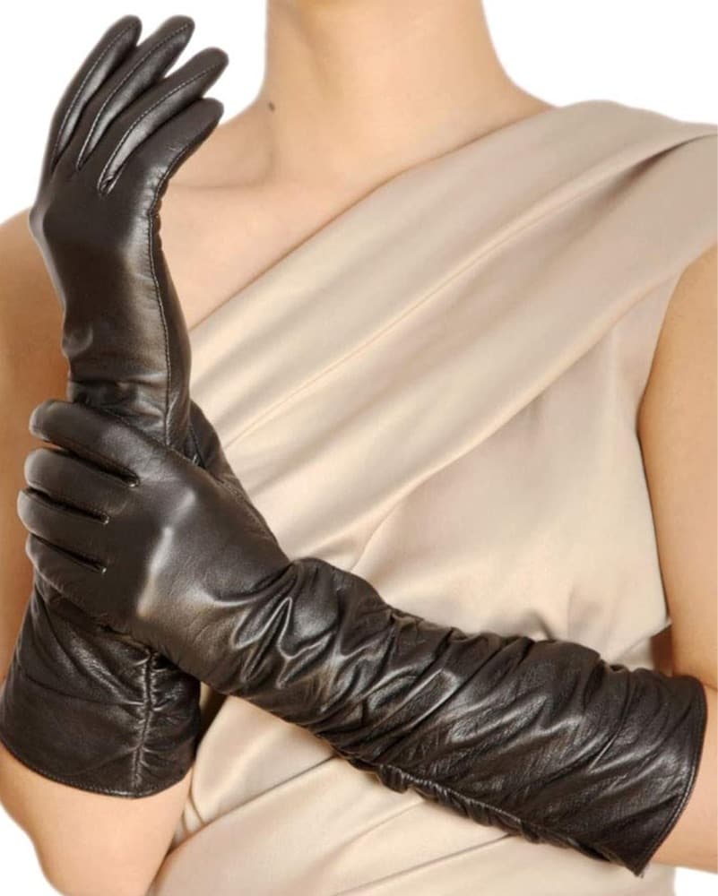 Leather Ruched Gloves Touch Screen  - Image 1