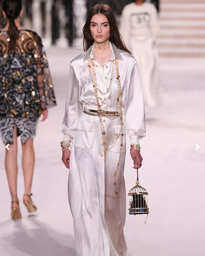 CHANEL Long Ivory Silk Dress - Image 1