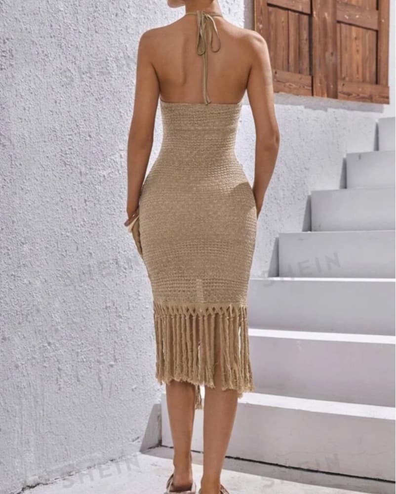 Bohemian Crochet Maxi Dress - Image 3