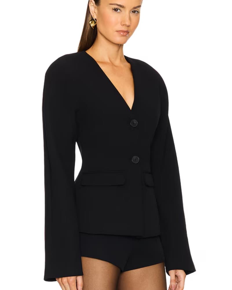 Chic Black Bell-Sleeve Blazer - Image 2