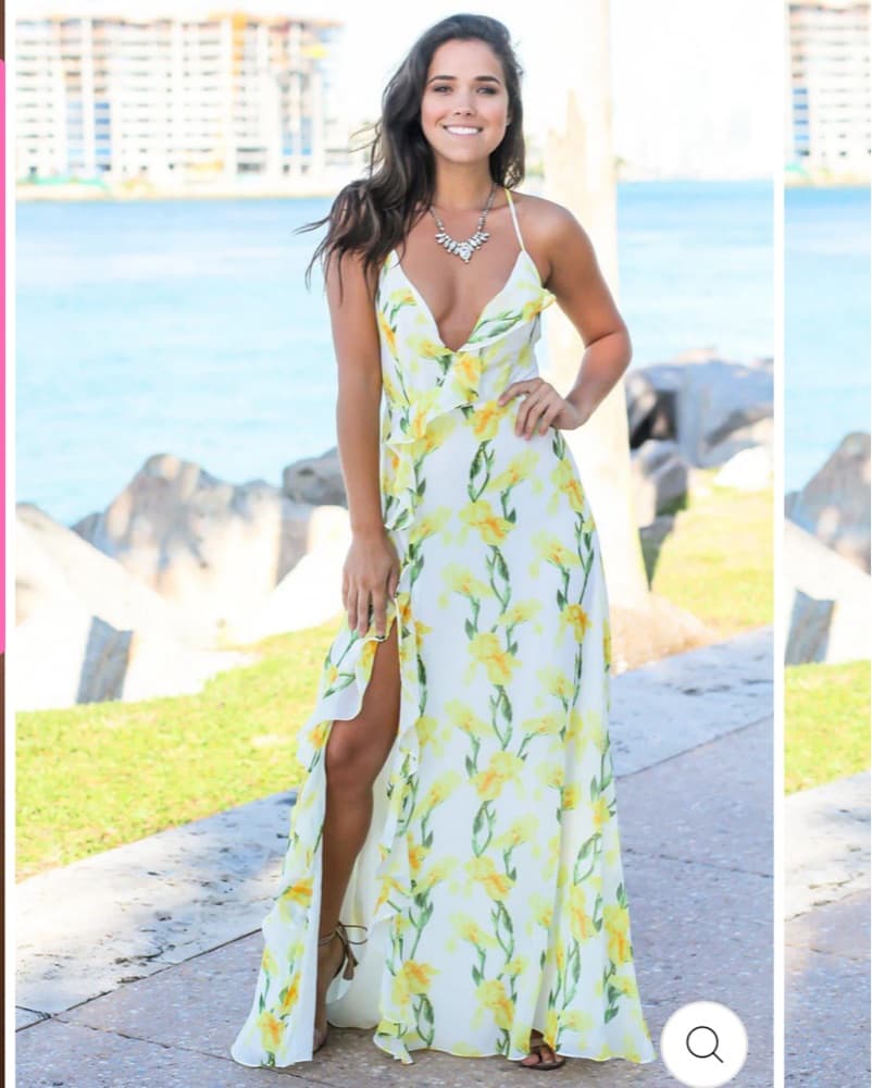 Yellow Flower Formal Dress - Image 3