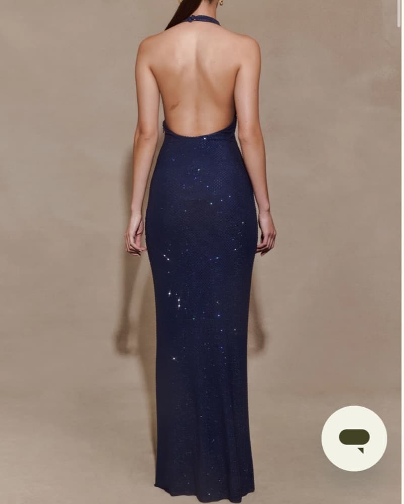 Meshki Halter Neck Navy Diamante Maxi - Image 3