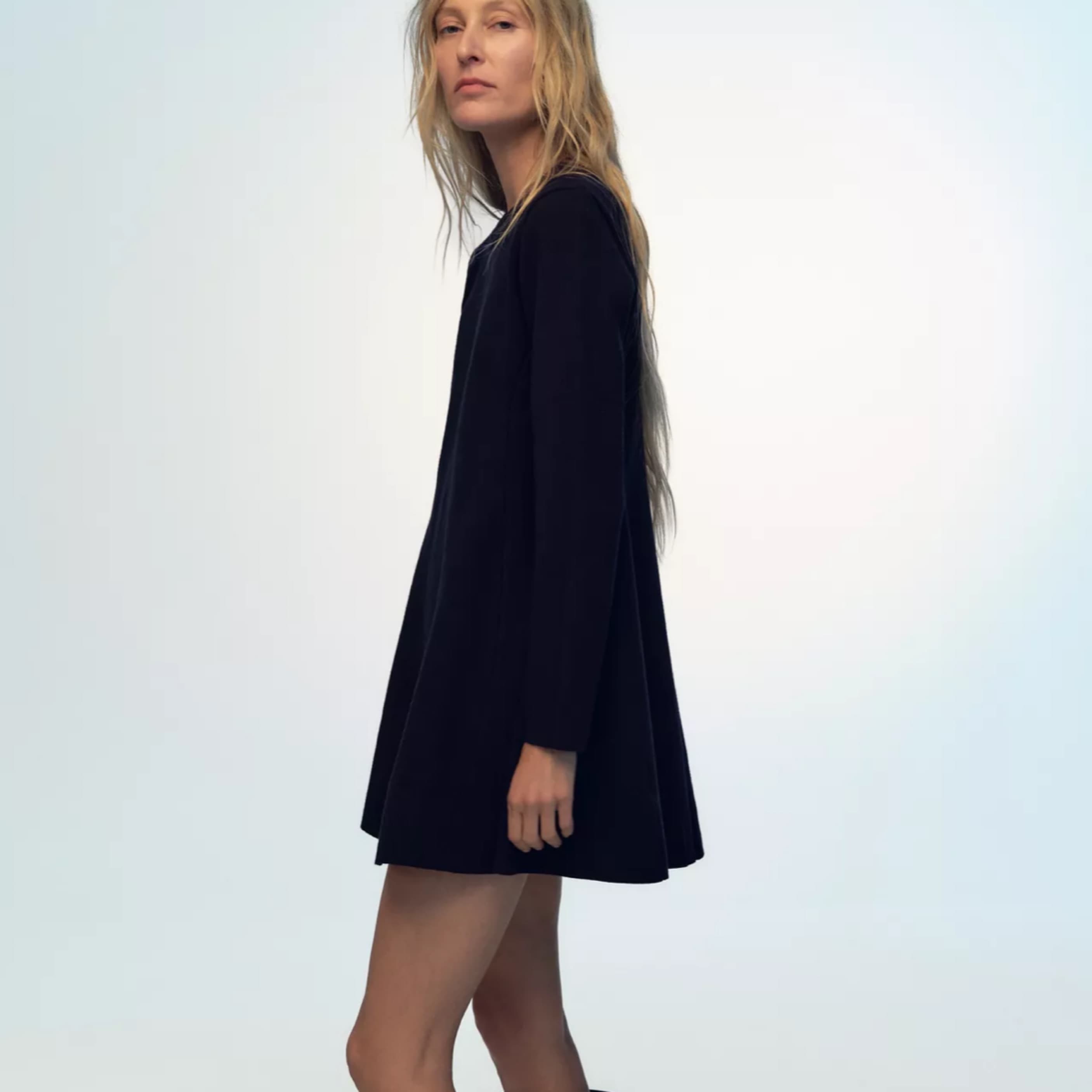Plain knit Mini Dress - Navy - Image 2