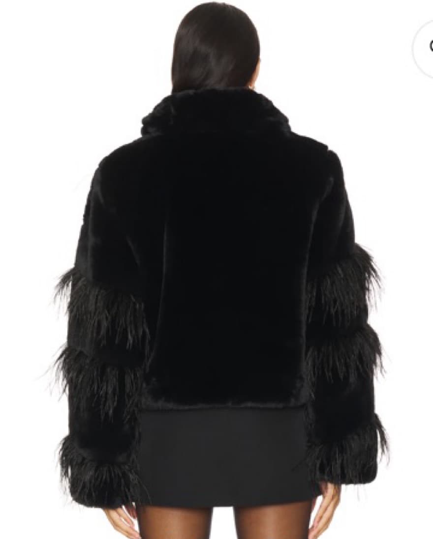 Avah Faux Fur Jacket in Black- Milly - Image 5
