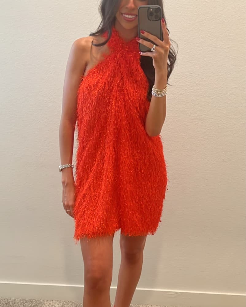 Zara Fringe Halter Dress - Image 1