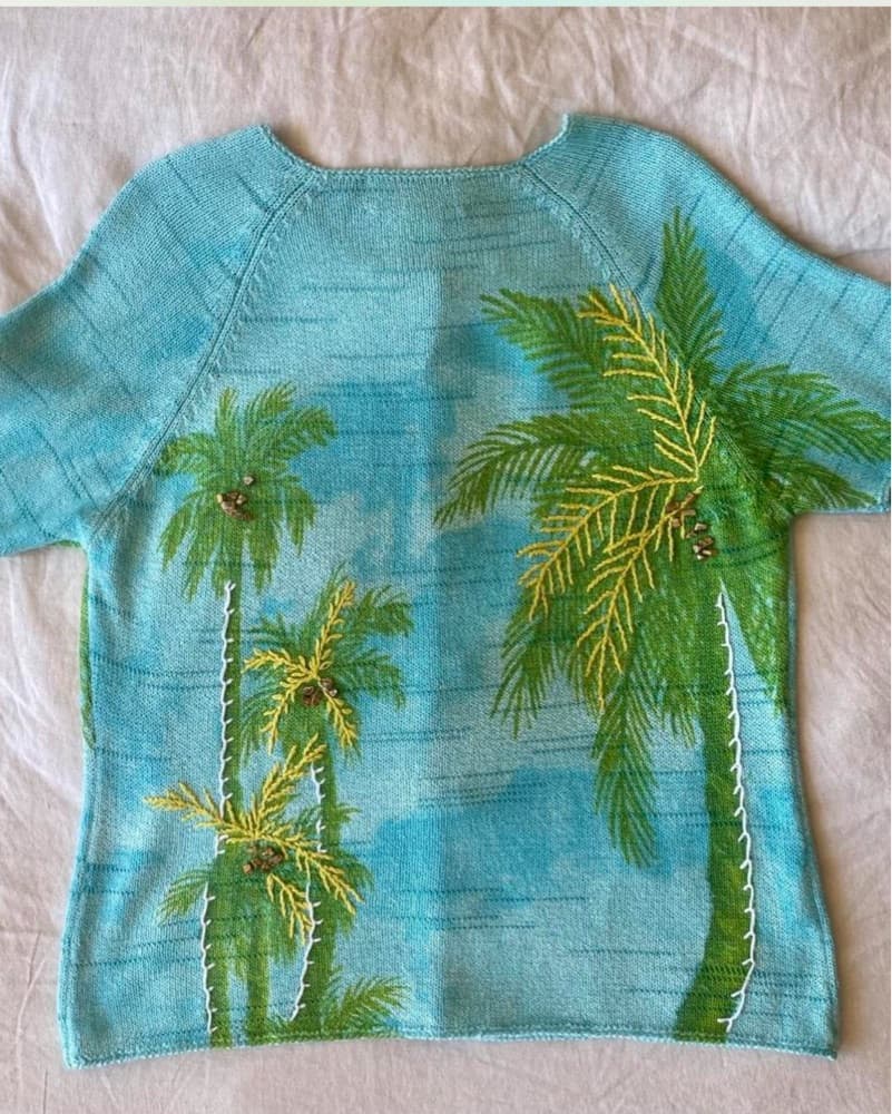 Tropical Palm Knit Cardigan - Image 3