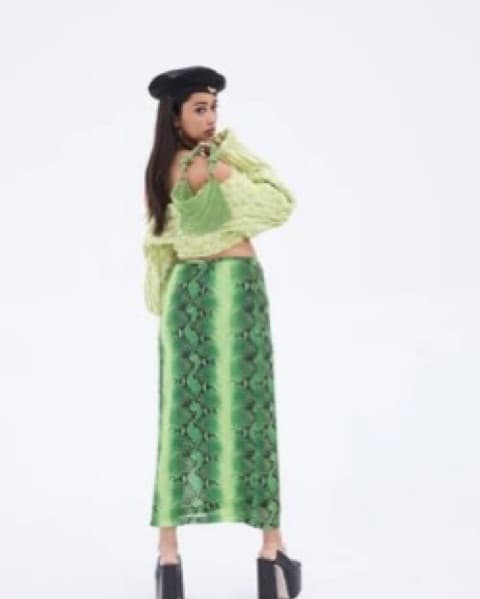 Striking Green Snakeskin Skirt & Top - Image 3