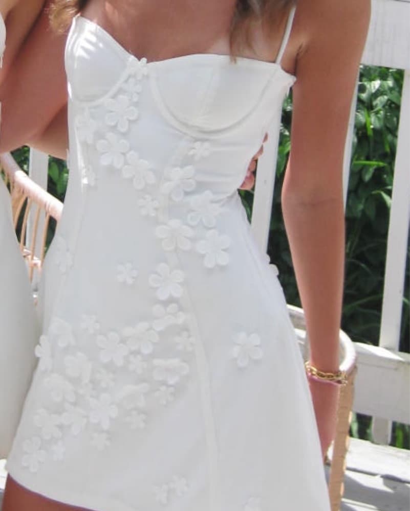 Dalary Mini Dress Flowers Ivory - Image 2