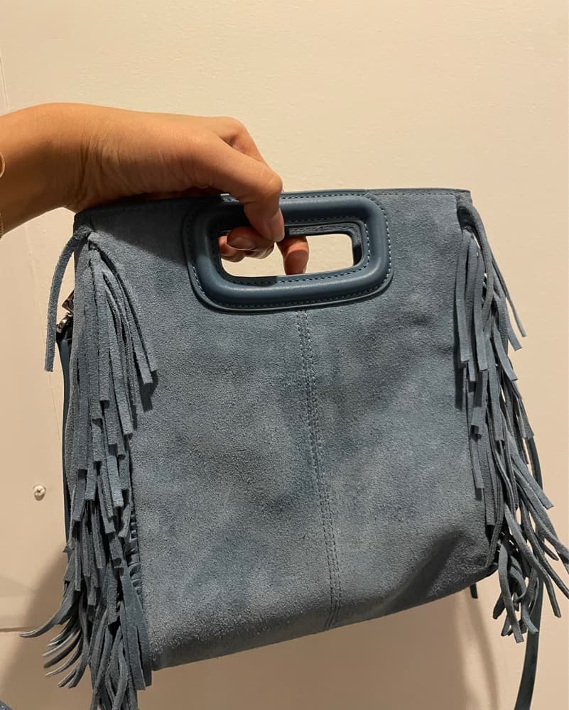 Maje Studded Fringe Suede Blue Bag - Image 2