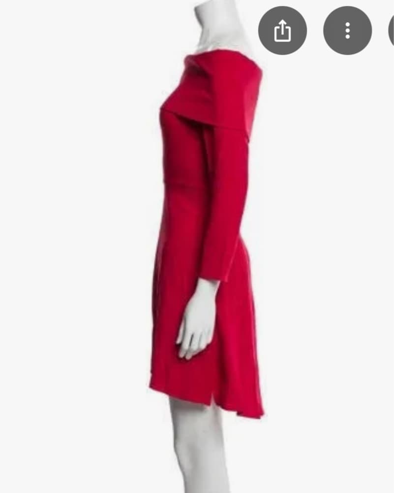 Theory Bright Red Off-the-Shoulder Dress - Image 3