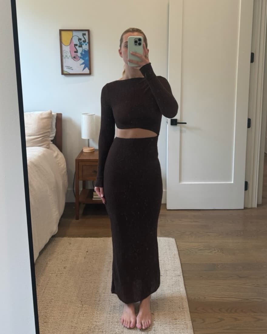 Zara Brown Long Textured Dress - Image 6
